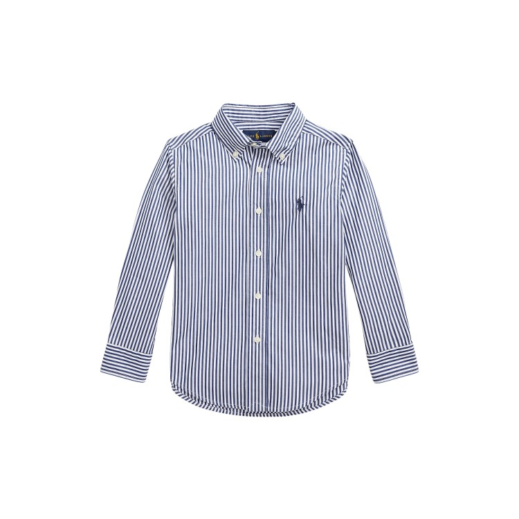 RALPH LAUREN Camicia in popeline a righe navy bambino