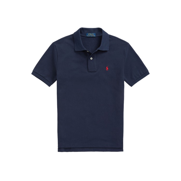RALPH LAUREN Polo blu navy in piqué bambino