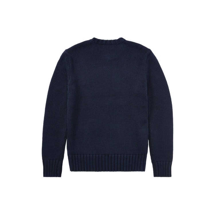 RALPH LAUREN Maglia blu navy in cotone con bandiera bambini