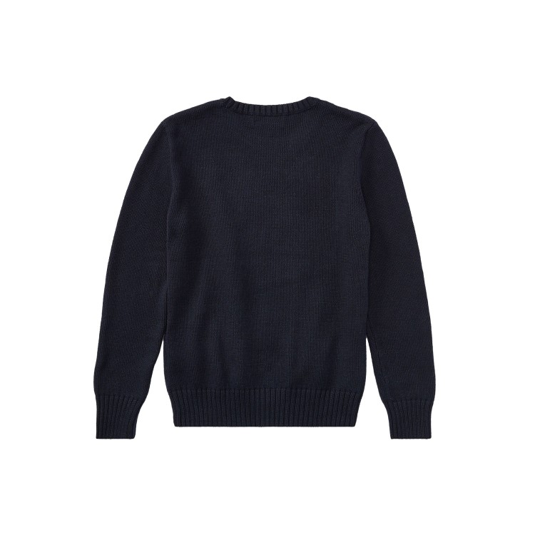 RALPH LAUREN Maglia blu navy in cotone Polo Bear bambini