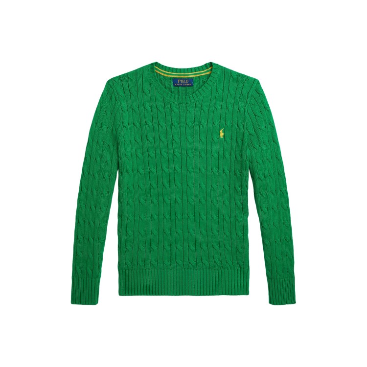 RALPH LAUREN Maglione verde a trecce bambini