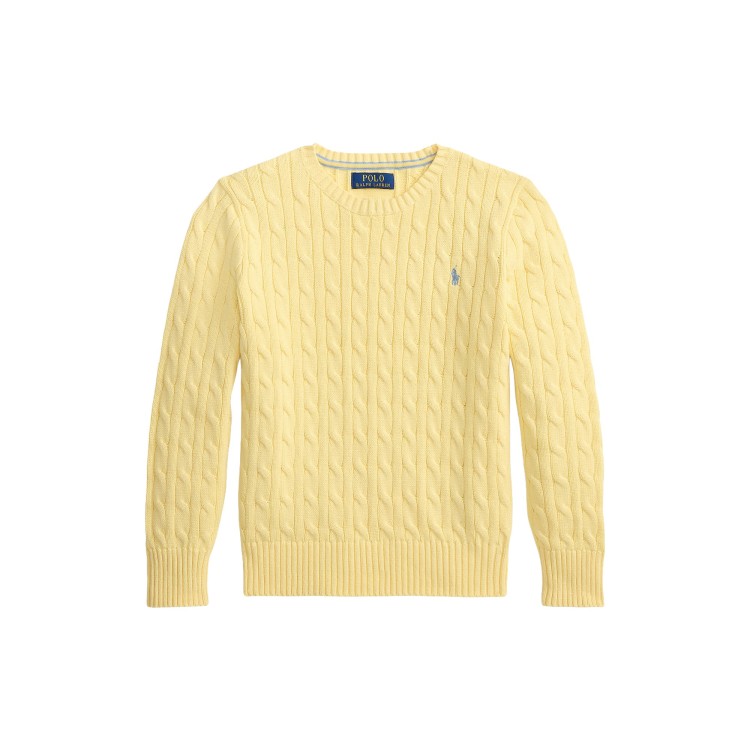 RALPH LAUREN Maglione giallo a trecce bambina