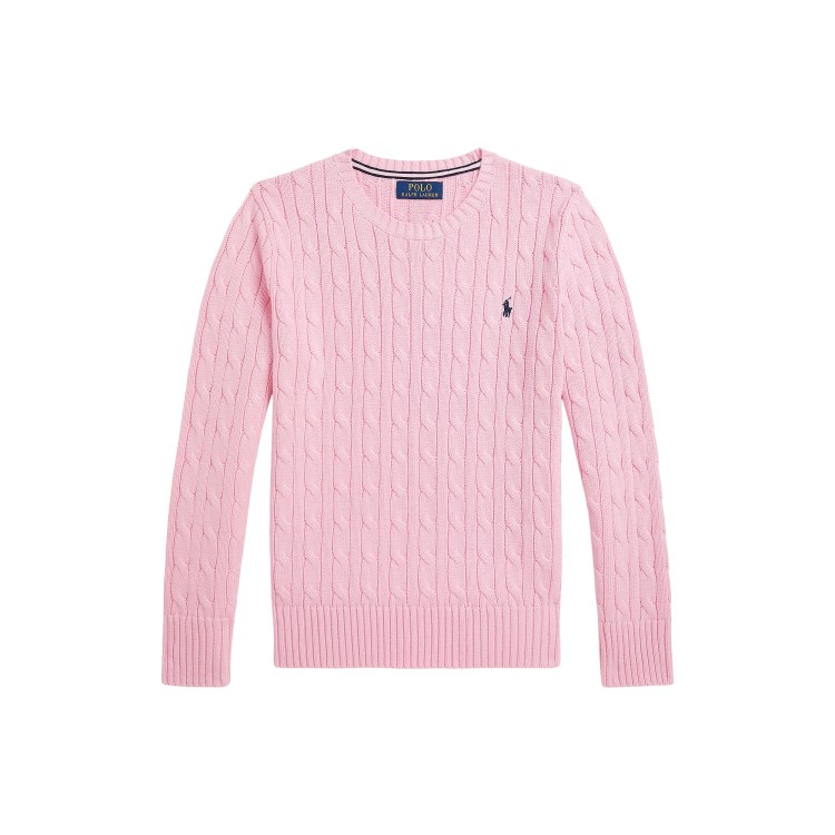 RALPH LAUREN Maglione rosa a trecce bambina