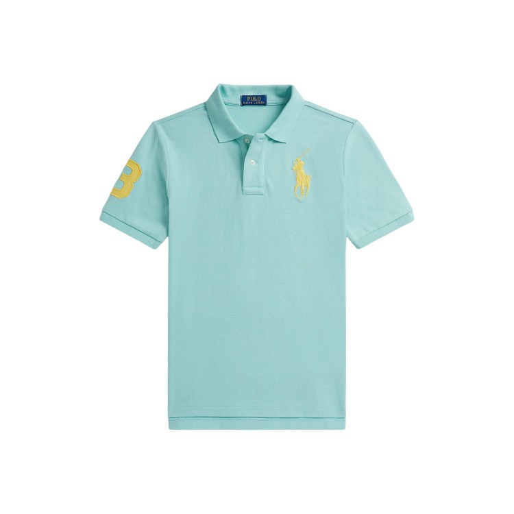 RALPH LAUREN Polo verde acqua in piqué Big Pony bambino