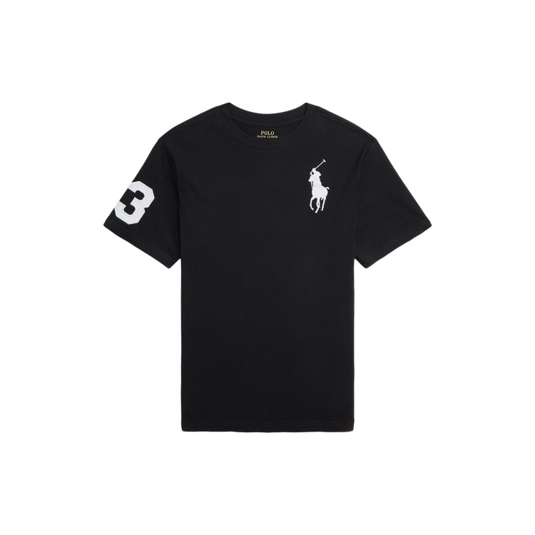 RALPH LAUREN T-shirt nera Big Pony bambini