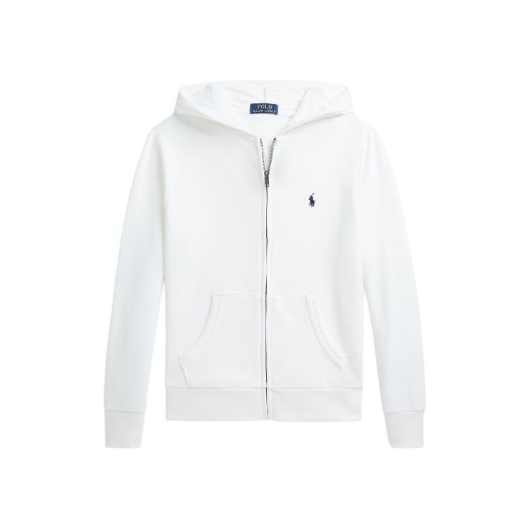 RALPH LAUREN Felpa bianca Pony full-zip bambini