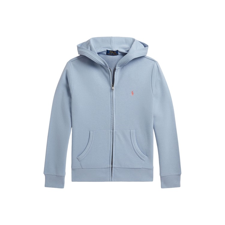 RALPH LAUREN Felpa celeste Pony full-zip bambini