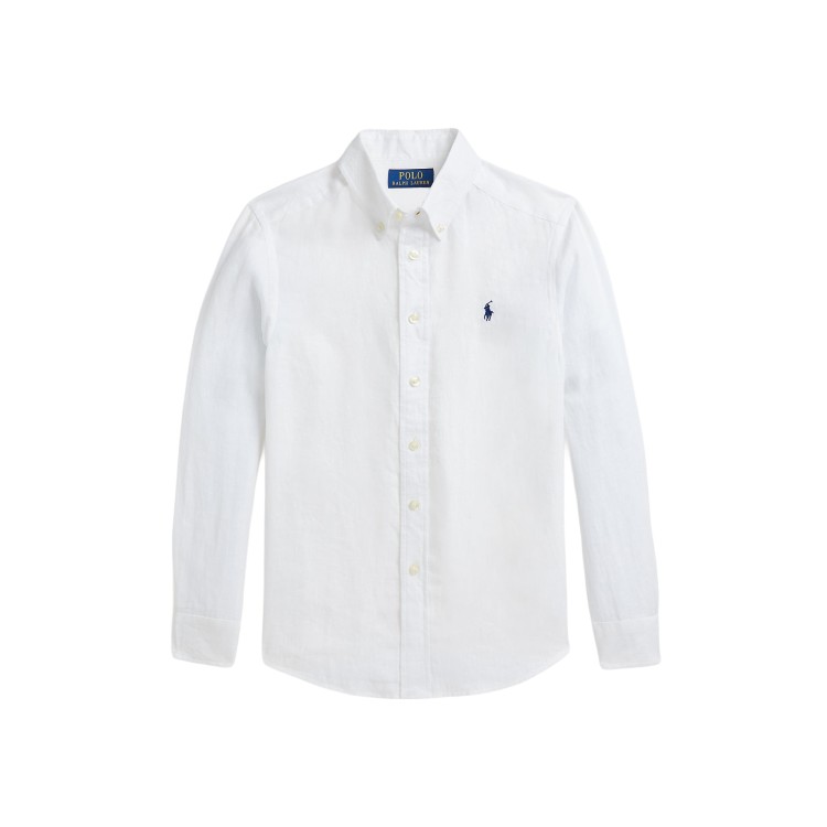 RALPH LAUREN Camicia bianca in lino bambini