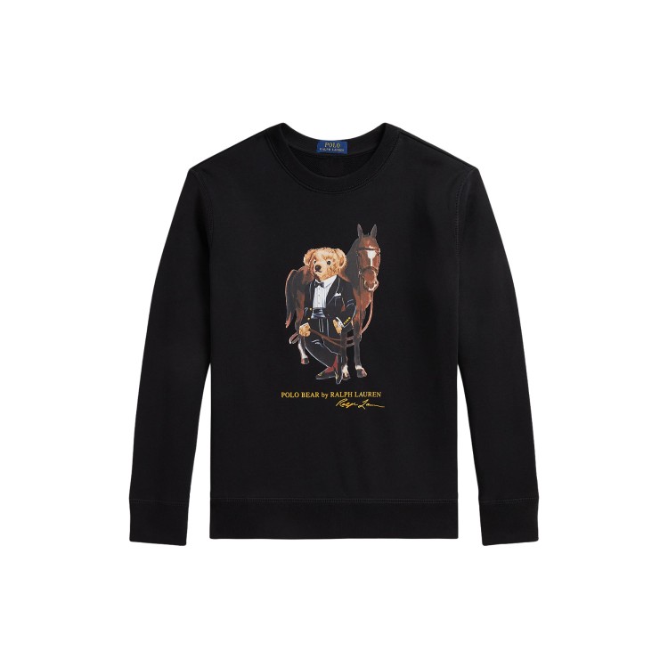 RALPH LAUREN Felpa nera Polo Bear bambini