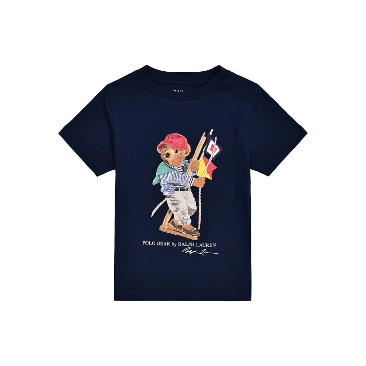RALPH LAUREN T-shirt blu navy Polo Bear bambini