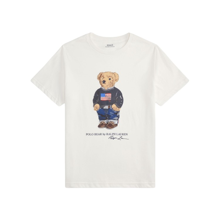 RALPH LAUREN T-shirt bianca Polo Bear bambini