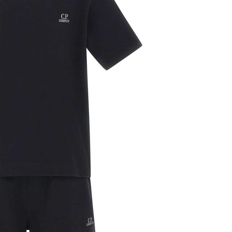 C.P. COMPANY T-shirt e shorts neri con logo bambino
