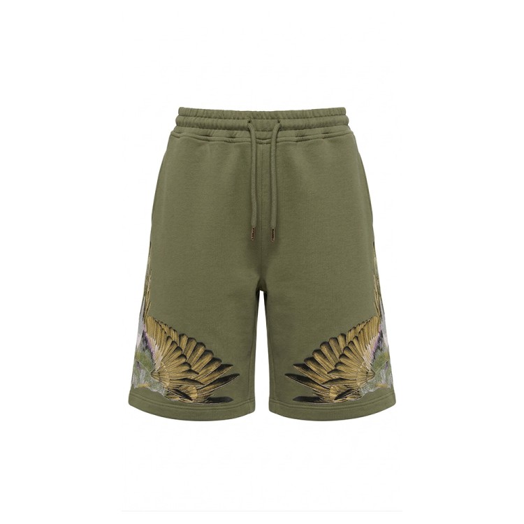 COUNTY OF MILAN Bermuda oliva con stampa multicolor bambino
