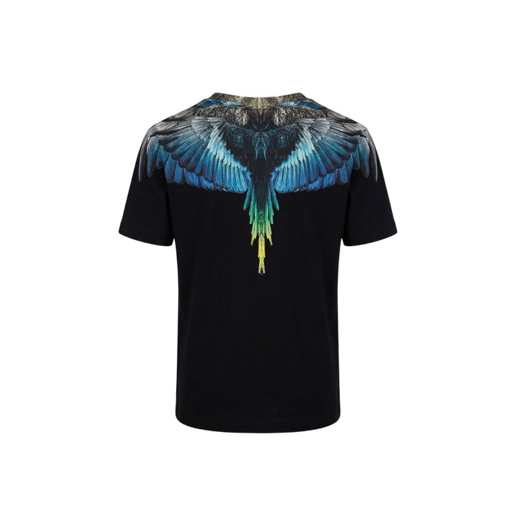 COUNTY OF MILAN T-shirt nera con stampa multicolor bambino