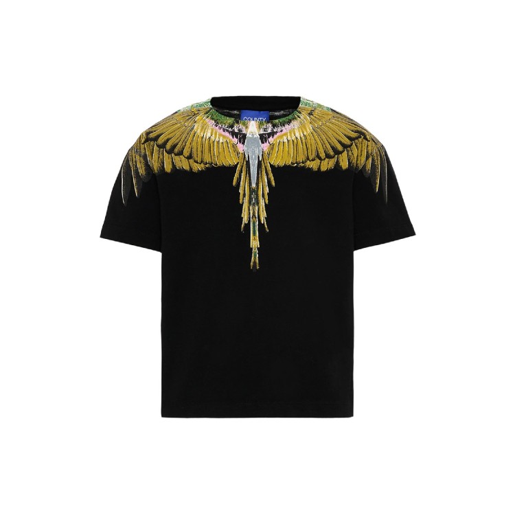 COUNTY OF MILAN T-shirt nera con stampa ali bambino