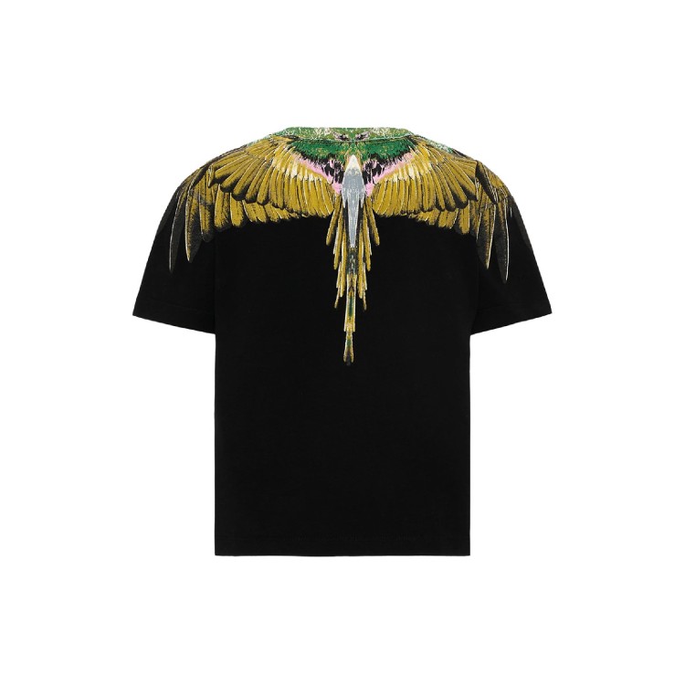 COUNTY OF MILAN T-shirt nera con stampa ali bambino