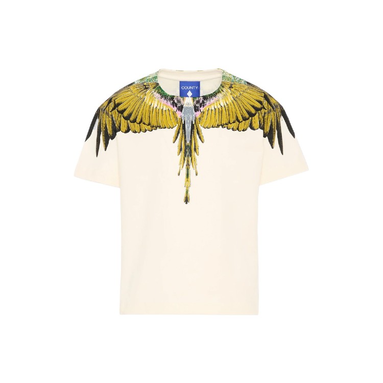 COUNTY OF MILAN T-shirt panna con stampa ali bambino