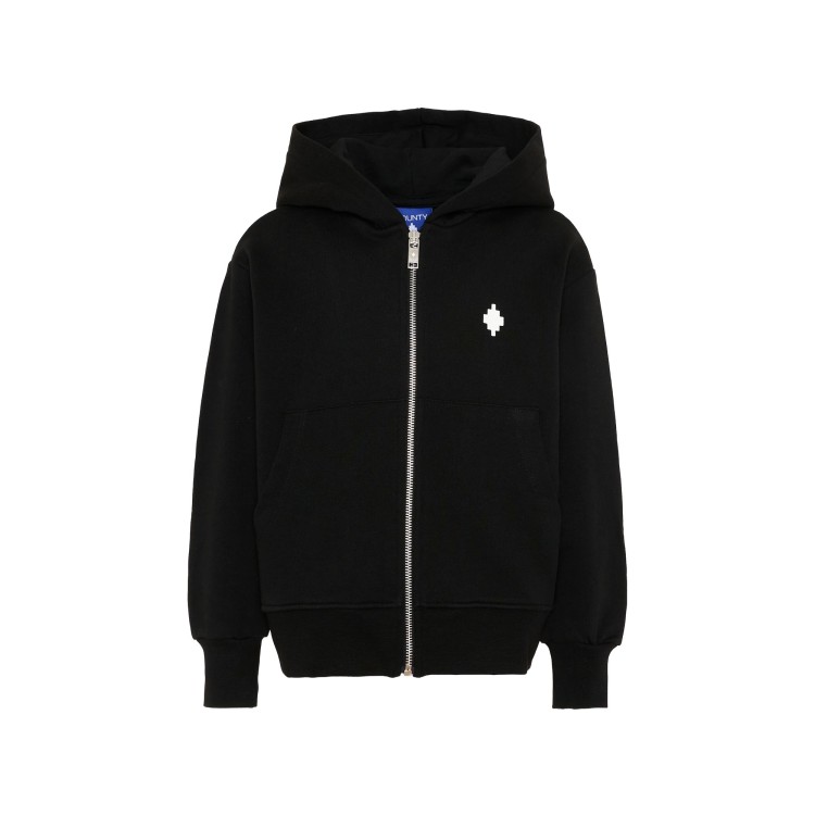 COUNTY OF MILAN Felpa nera full-zip logo bambino