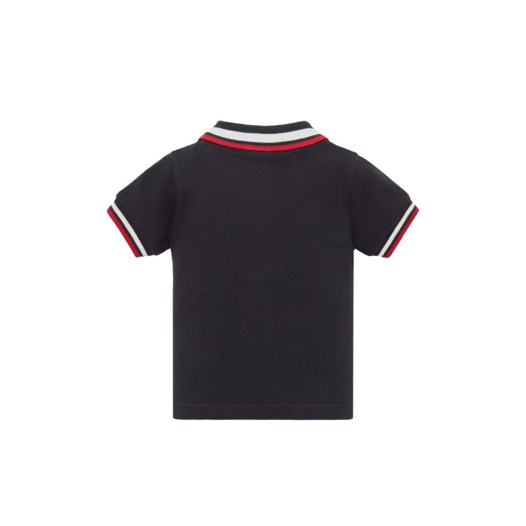 MONCLER Polo blu navy con logo neonato