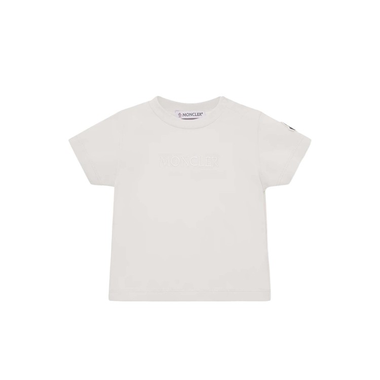 MONCLER T-shirt bianca con logo ricamato neonata