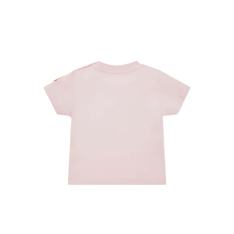 MONCLER T-shirt rosa con logo ricamato neonata