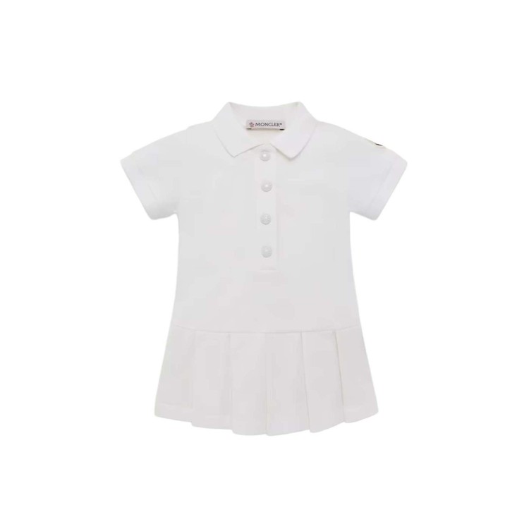 MONCLER Abito polo bianco in piquet neonata