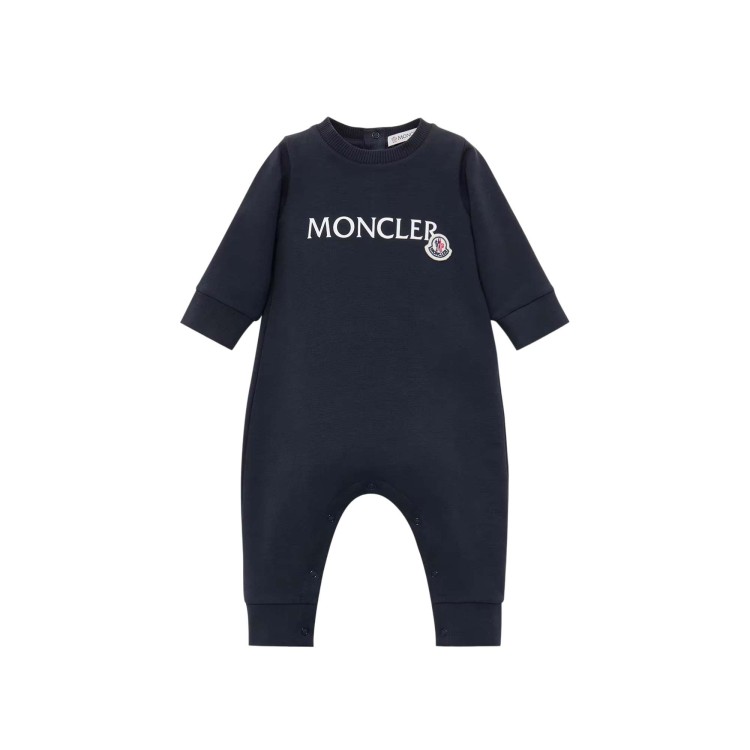 MONCLER Tutina blu navy in cotone neonati