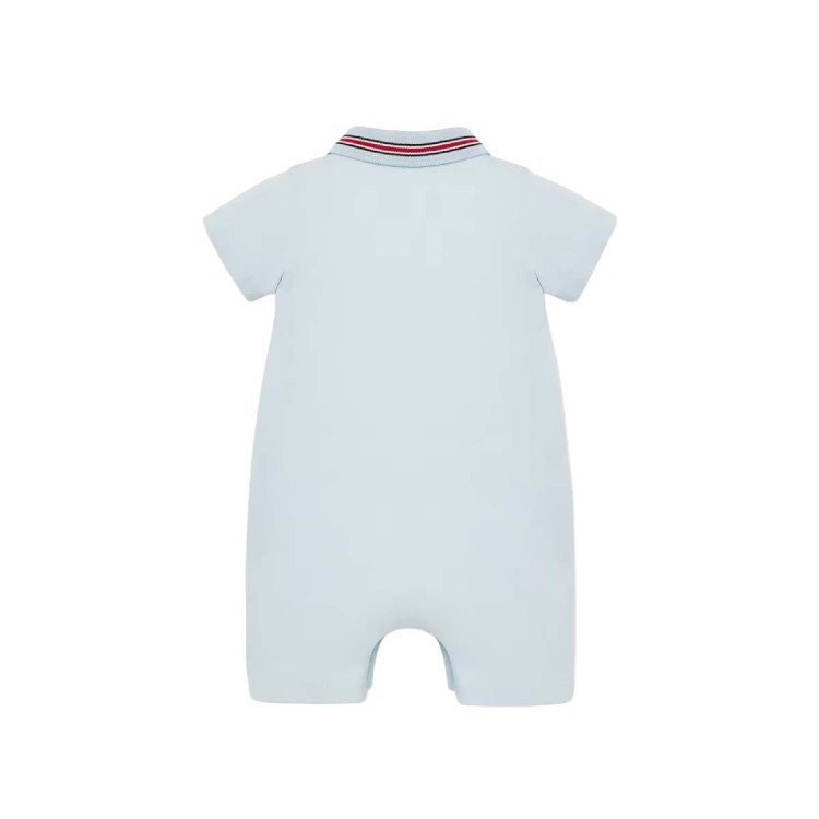 MONCLER Tutina azzurra in cotone neonato