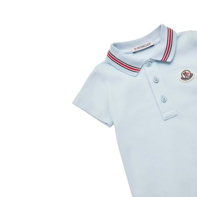 MONCLER Tutina azzurra in cotone neonato