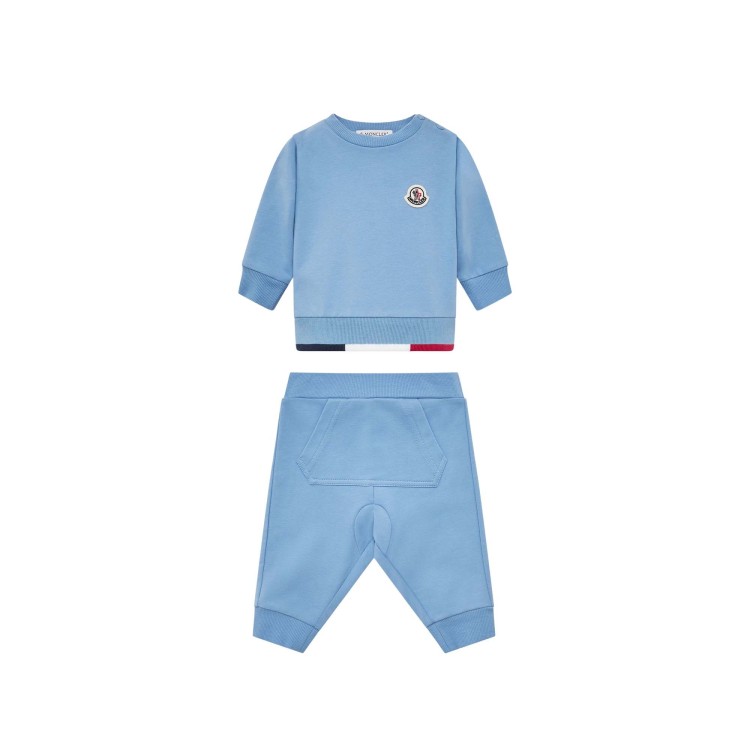 MONCLER Completo celeste felpa e pantalone neonato