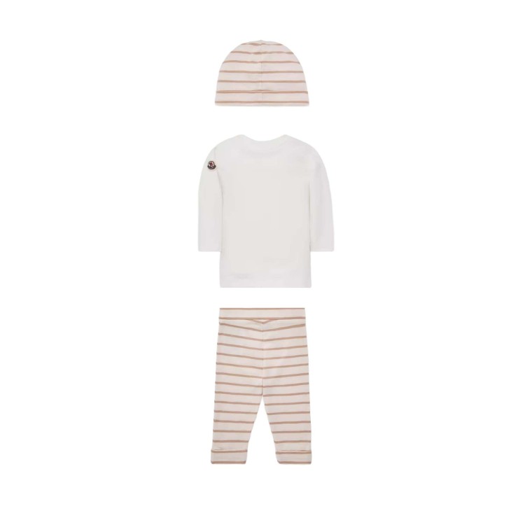 MONCLER Completo 3 pezzi beige a righe neonati