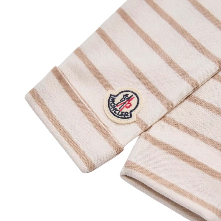 MONCLER Completo 3 pezzi beige a righe neonati