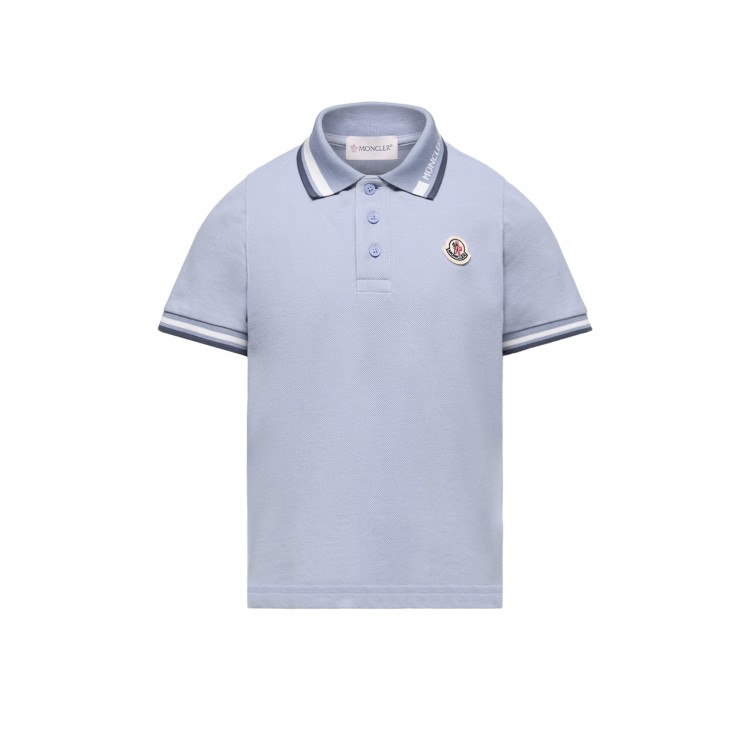 MONCLER Polo celeste con logo bambino