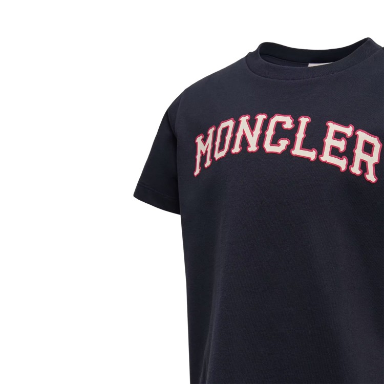 MONCLER T-shirt blu navy con maxi logo bambini