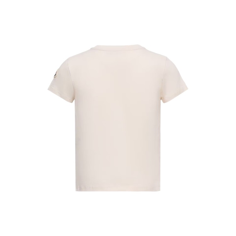 MONCLER T-shirt crema con logo ricamato bambini