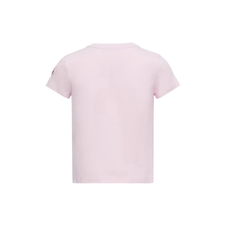 MONCLER T-shirt rosa con logo ricamato bambini