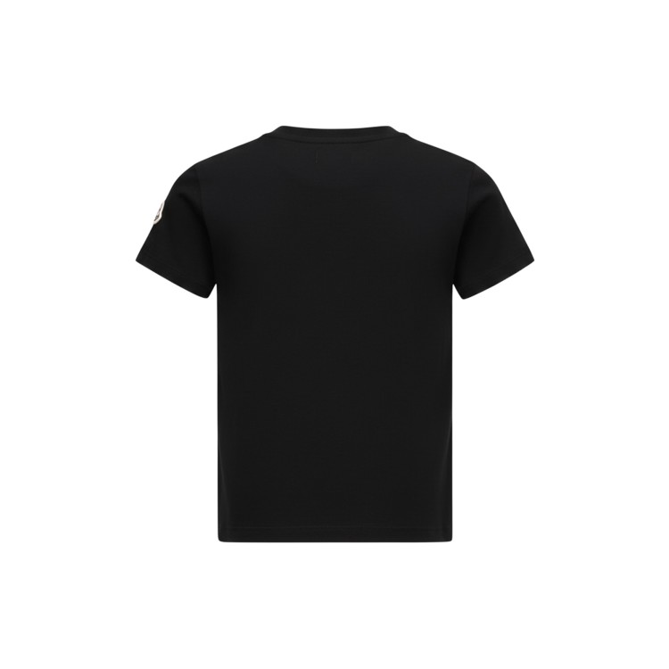 MONCLER T-shirt nera con logo ricamato bambini