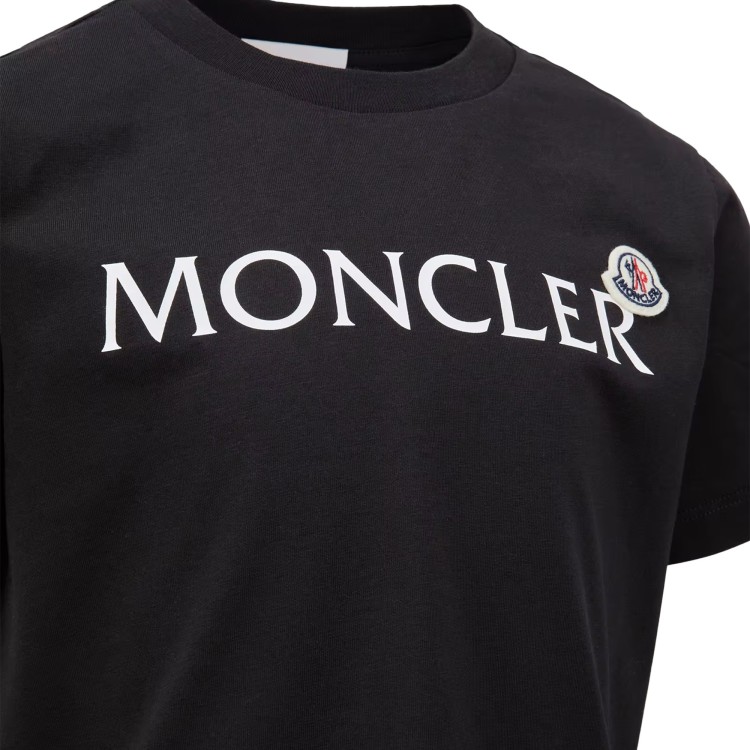 MONCLER T-shirt nera con logo bambini