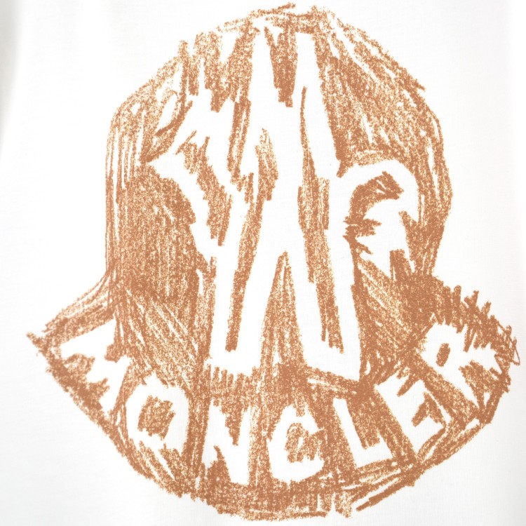 MONCLER T-shirt bianca con logo stampato bambini