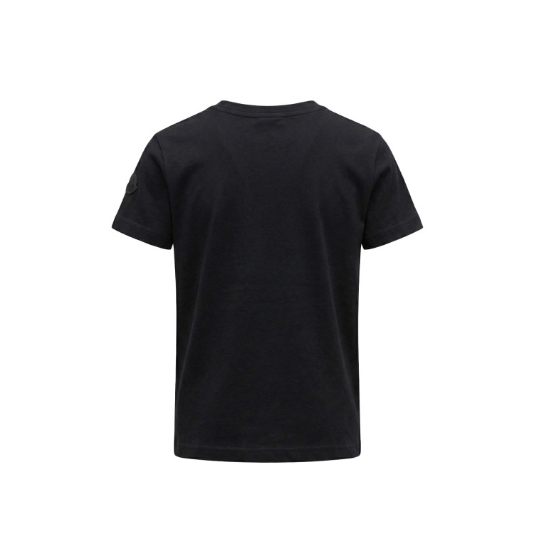MONCLER T-shirt nera con logo stampato bambini