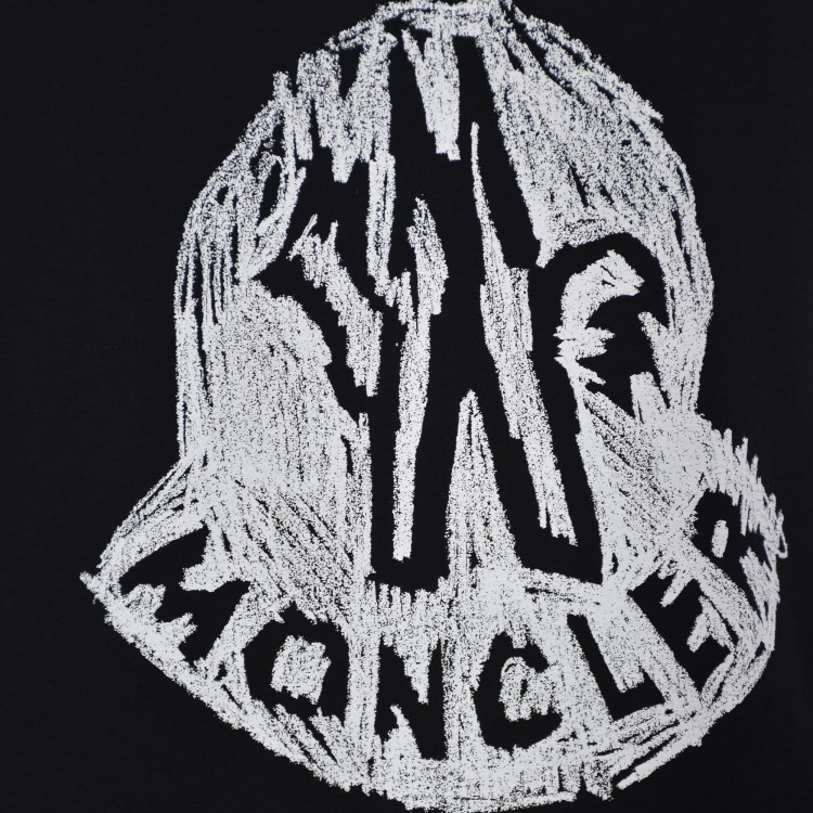 MONCLER T-shirt nera con logo stampato bambini