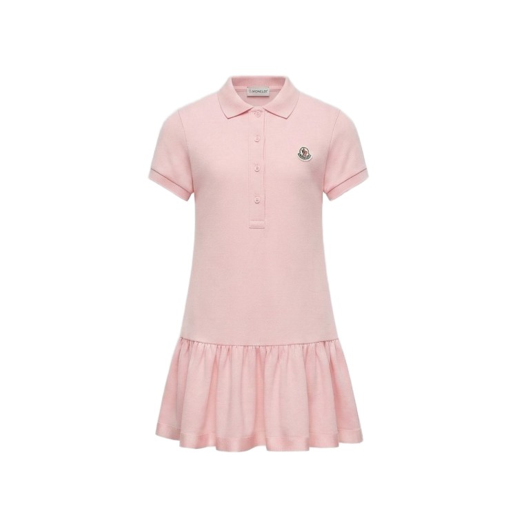 MONCLER Abito rosa in piquè con logo bambina