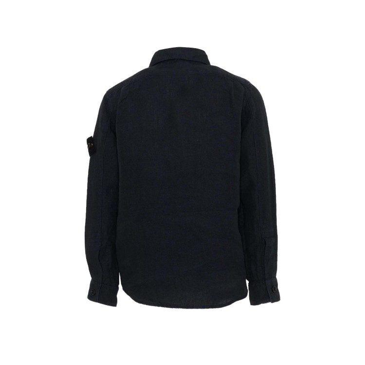 STONE ISLAND Camicia blu navy in lino bambino