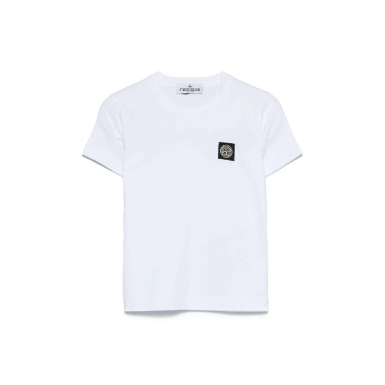STONE ISLAND T-shirt bianca patch logo bambini