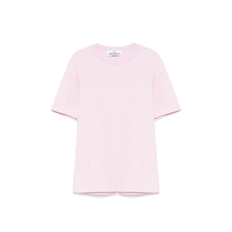 STONE ISLAND T-shirt rosa logo ricamato bambini