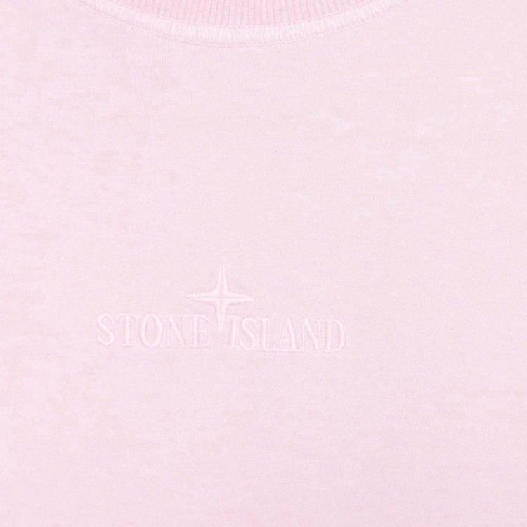 STONE ISLAND T-shirt rosa logo ricamato bambini