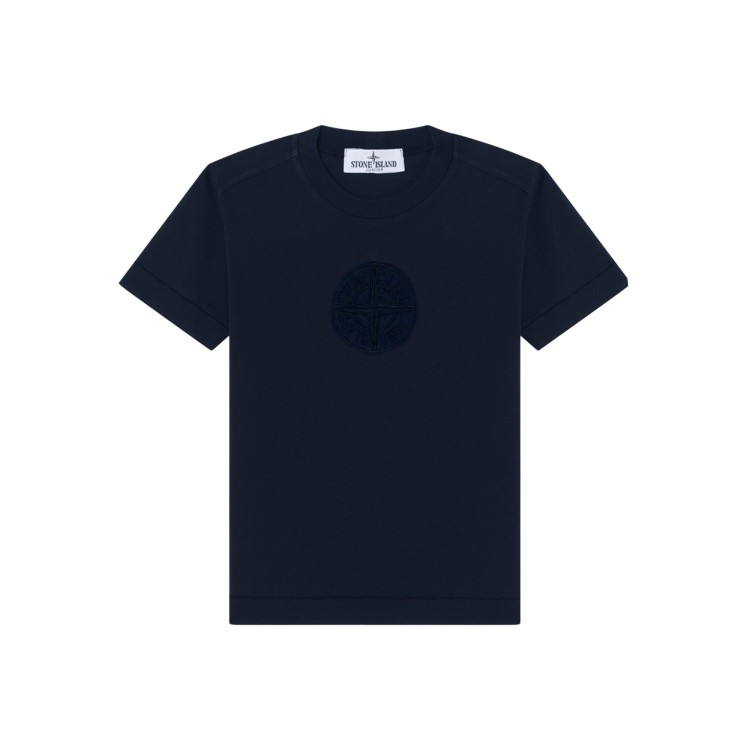 STONE ISLAND T-shirt blu navy Compass ricamato bambini