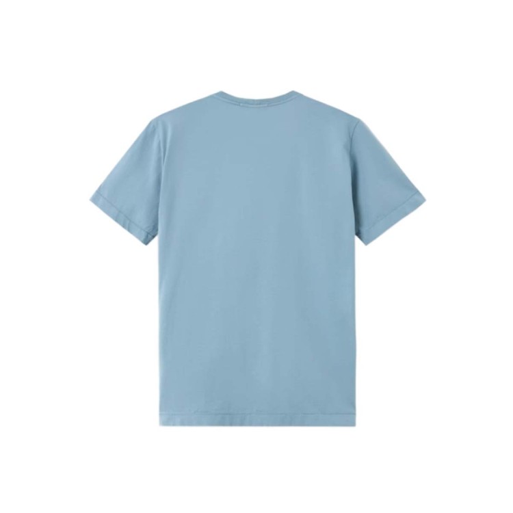 STONE ISLAND T-shirt azzurra con logo patch bambini