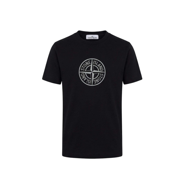 STONE ISLAND T-shirt nera stampata bambini