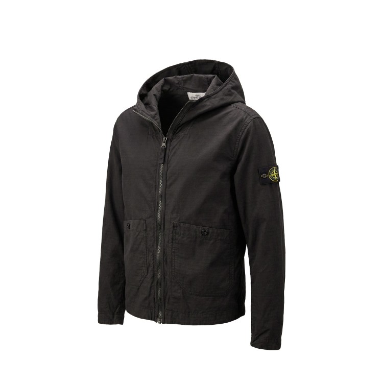 STONE ISLAND Giubbotto nero leggero con zip bambini
